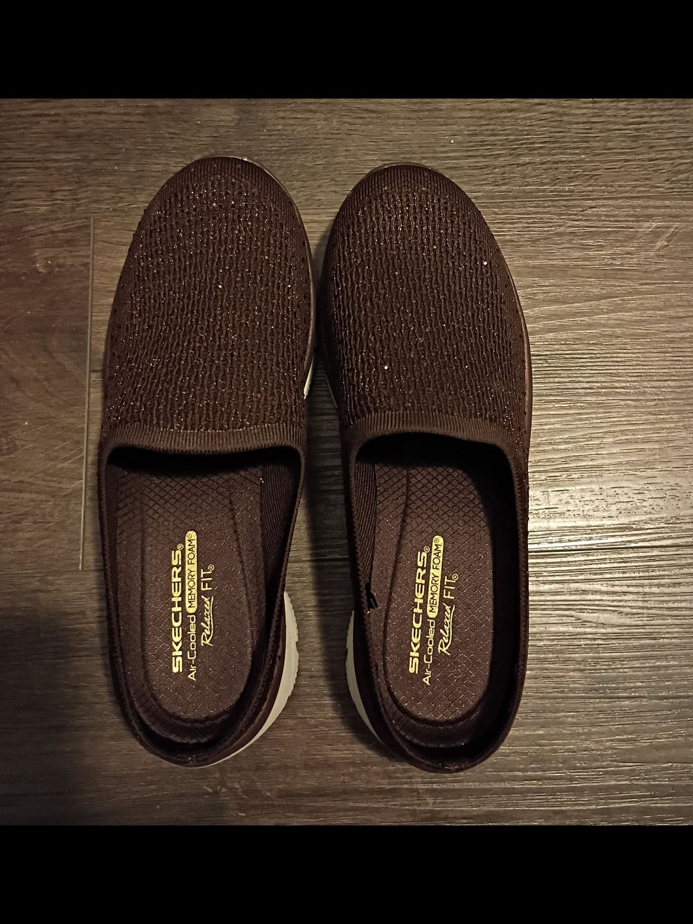Skechers Slip-On Knit Casual Shoes in Brown with Beige Sole